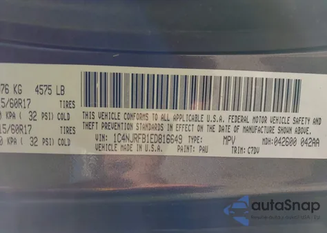 2014 Jeep Patriot Latitude из США, поврежденный, VIN 1C4NJRFB1ED816649